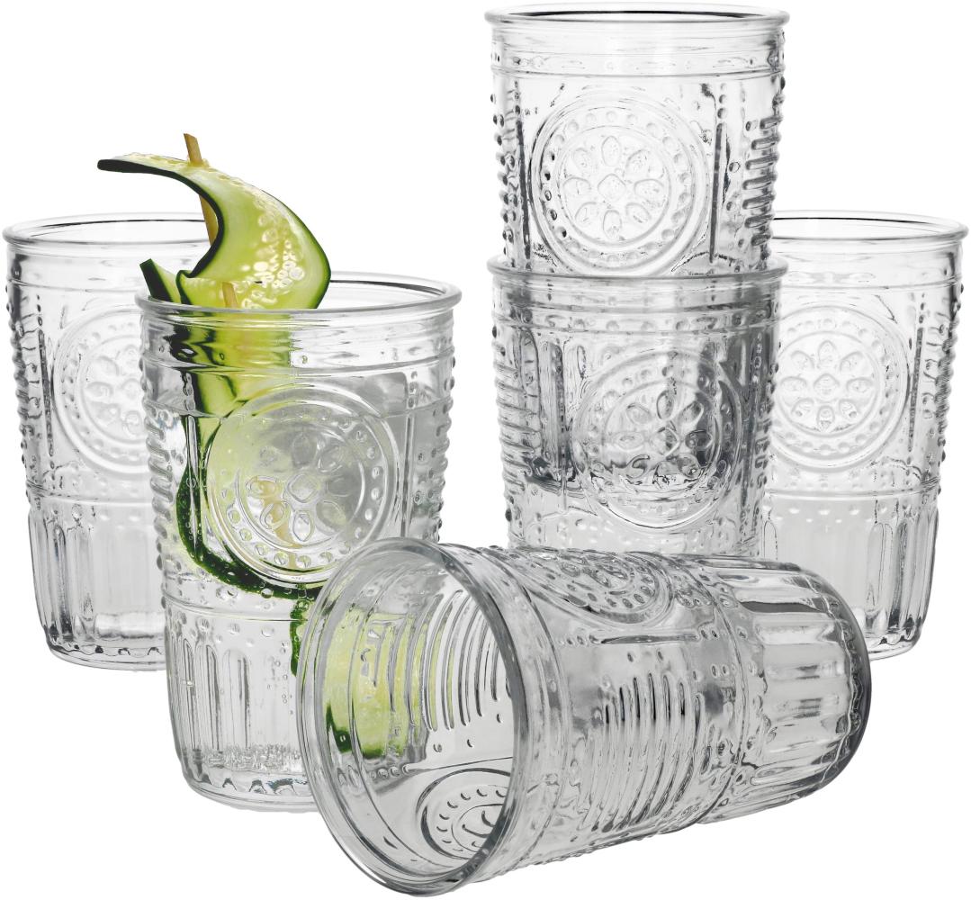 6er Set Romantic Longdrink-Glas Klar 340ml Cocktail-Glass Trink-Gläser Saft Bild 1