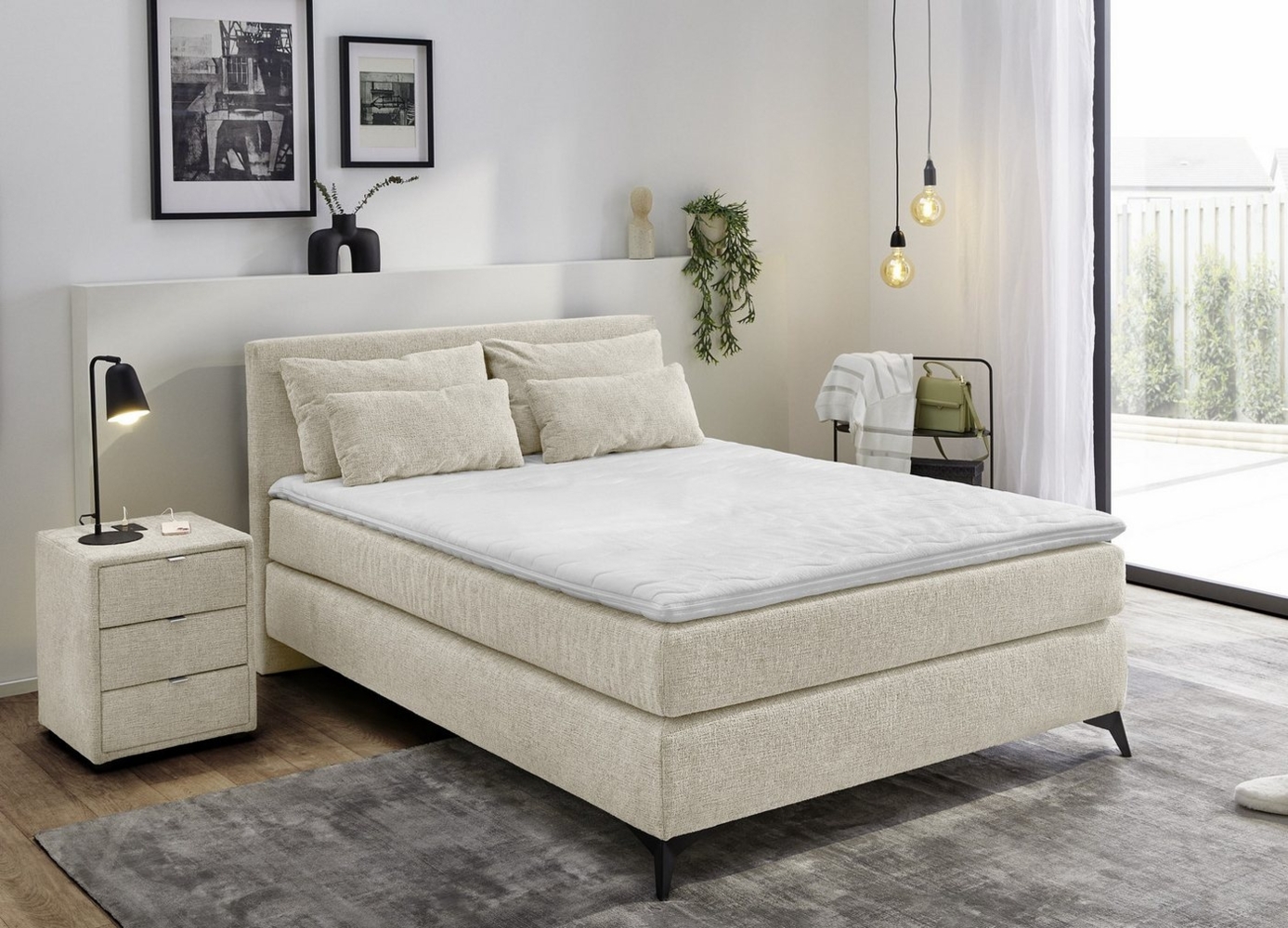 Jockenhöfer Gruppe Boxspringbett Paulina, inkl. Topper und Kissen, Härtegrade wählbar, 140x200 cm oder 180x200cm Bild 1