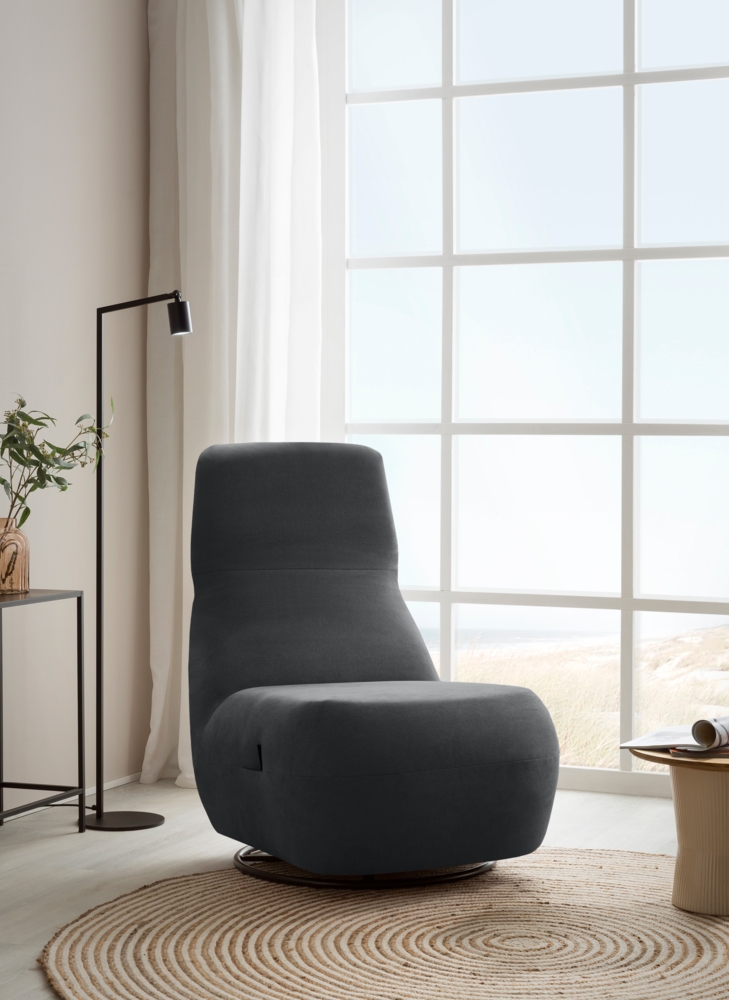 DOMO. collection Sessel 700024, Polstersessel, Drehfunktion, gepolsterte Rückenlehne, Rückenfunktion, Wippfunktion, Hochlehner, Polstergarnitur, 68 x 88 x 67 (BxTxH), dunkelgrau Bild 1