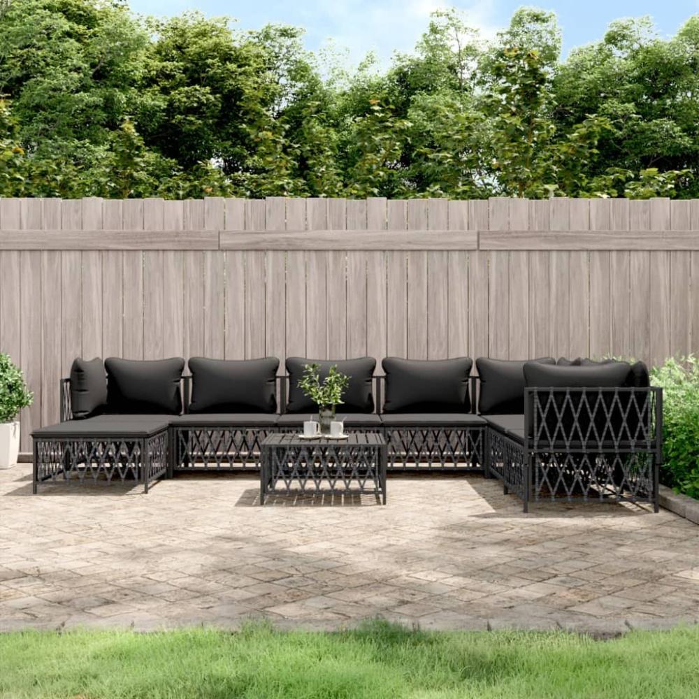 vidaXL 9-tlg. Garten-Lounge-Set mit Kissen Anthrazit Stahl 3186915 Bild 1