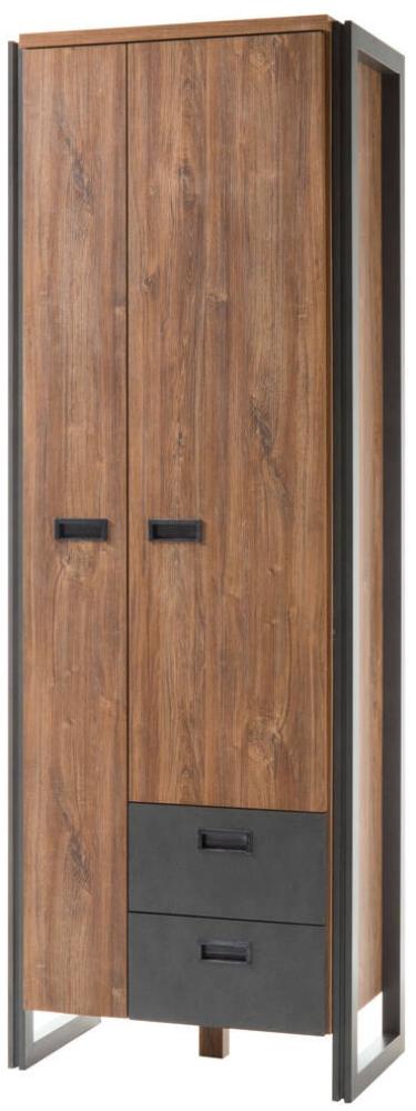 Garderobenschrank im Industrial Stil DALLAS-61 Stirling Oak Nb. mit Matera Anthrazit B/H/T ca. : 70x202x44 cm Bild 1