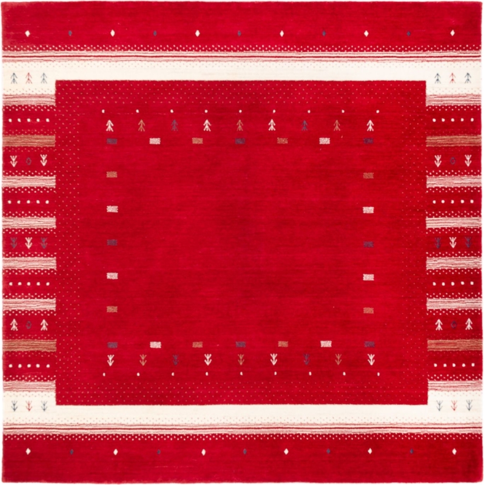 Morgenland Gabbeh Teppich - Loribaft Softy - Aurora Flair - quadratisch - 200 x 200 - Rot Bild 1