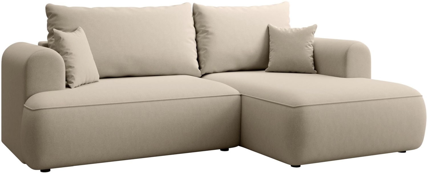 Selsey ''Ovo Mini' Eckschlafsofa rechtsseitig mit Stauraum, Easy-Clean-Samtbezug, hellbeige, 93 x 238 x 156 cm Bild 1