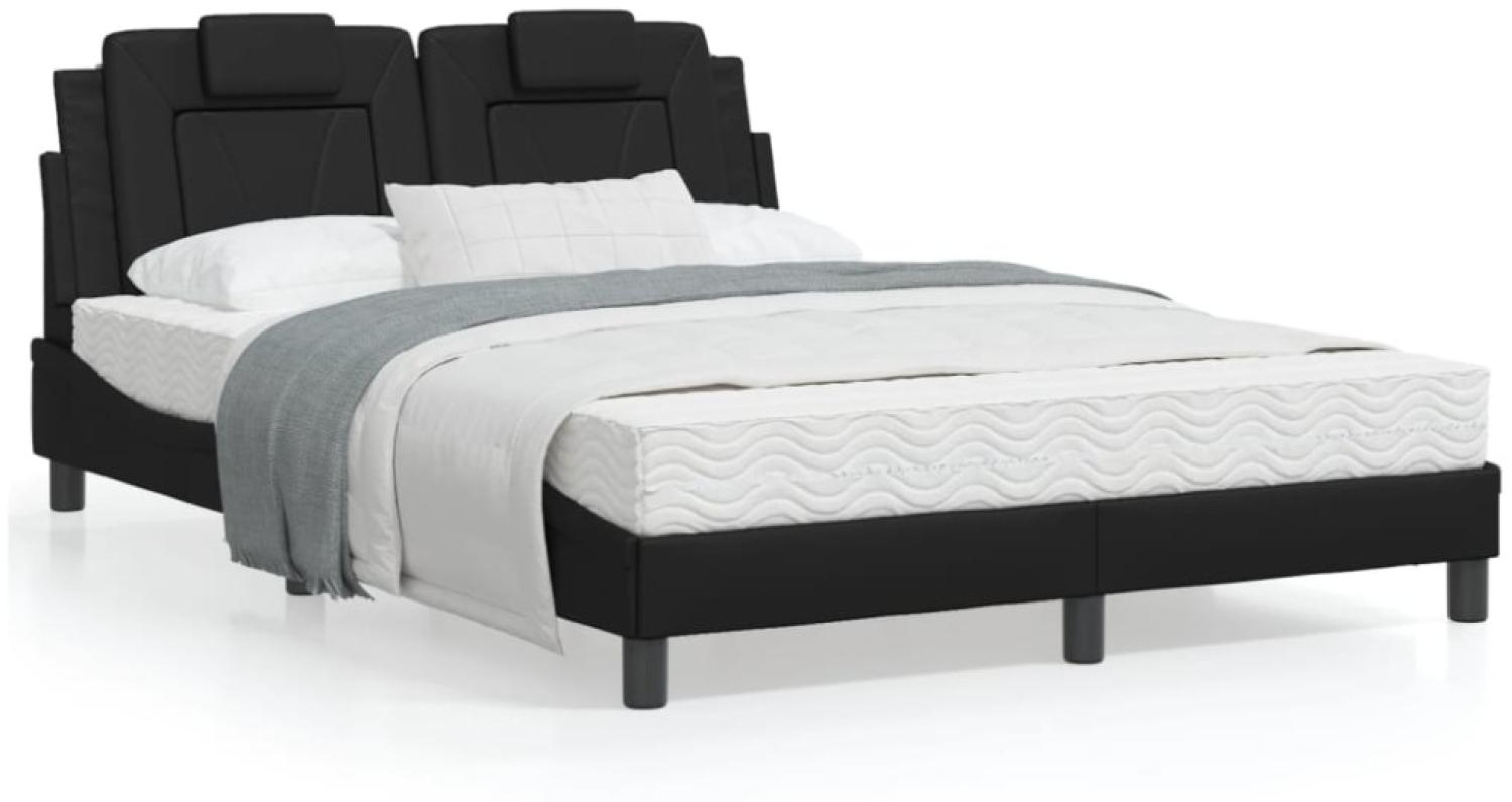 vidaXL Bett mit Matratze Schwarz 120x200 cm Kunstleder 3208782 Bild 1