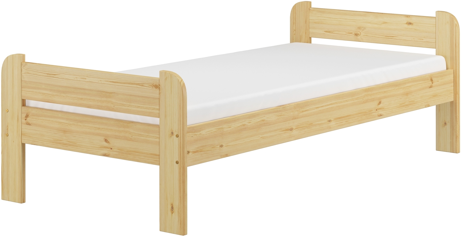 Einzelbett Futonbett 90x200 Kieferbett Massivholz natur Rollrost Matratze 60.39-09 M Bild 1