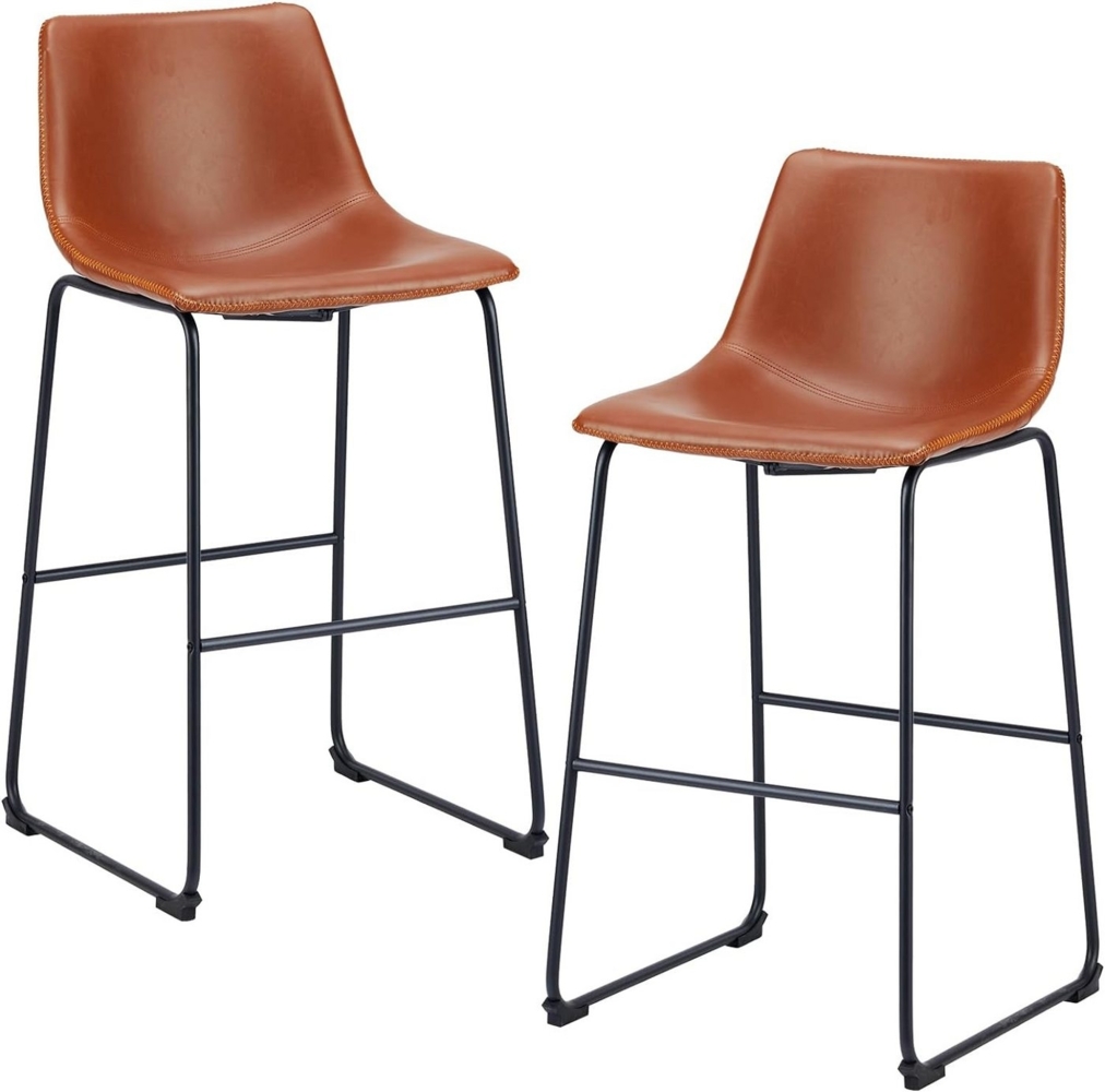 DUMOS Barhocker Barstuhl mit Sitzkissen leder Bar Stool mit lehne, 76 cm, 2er Set (2-teiliges Set) Bild 1