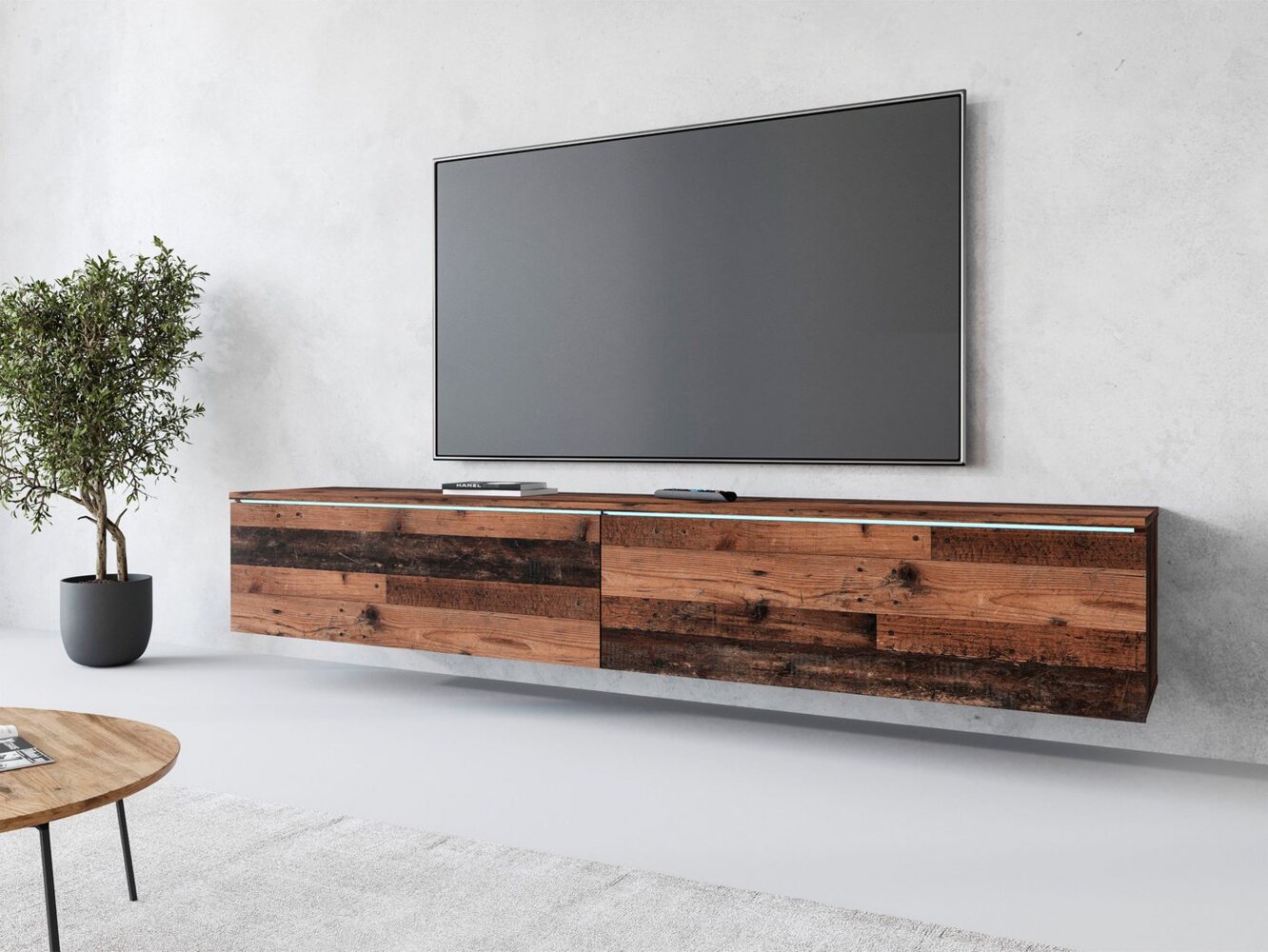 INOSIGN Lowboard LOWBOARD VERA, wahlweise mit oder ohne Beleuchtung, Modernes griffloses TV-Board, 180 cm TV-Schrank, stehend und hängend Bild 1