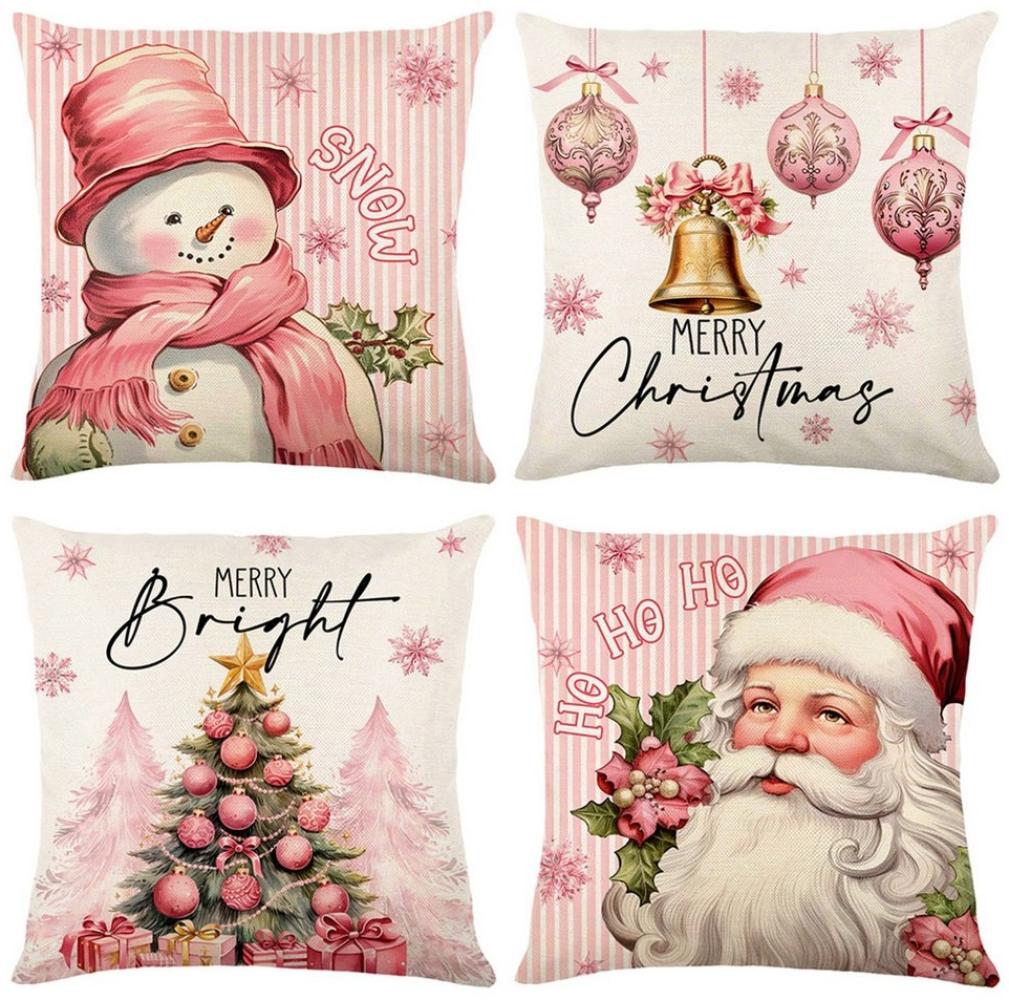 Qelus Kissenbezüge Weihnachten Kissenbezug 4er Set Kissenbezüge 45x45cm Dekokissen Deko, für Sofa Couch Bild 1