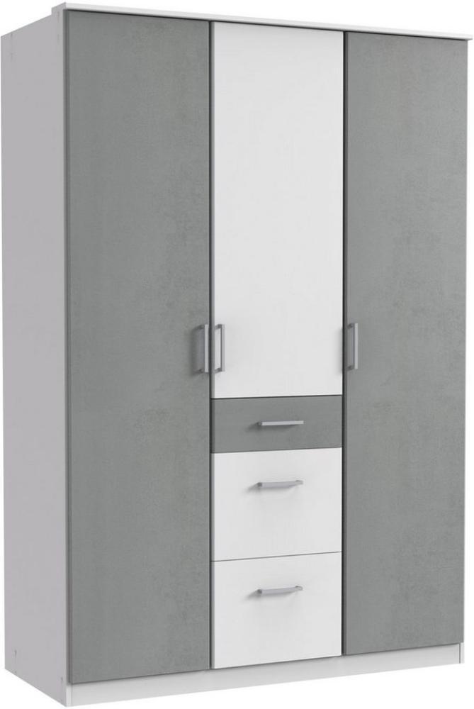 Kleiderschrank Click Drehtürenschrank 135x58x199cm weiß beton lichtgrau Bild 1