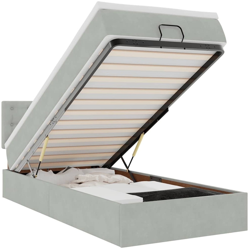 vidaXL Ottoman-Bett mit Matratze Hellgrau 90x190 cm Samt 3311885 Bild 1
