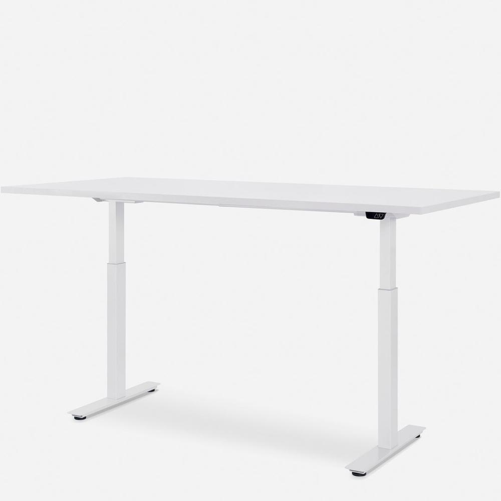 180 x 80 cm WRK21® SMART - Weiss Uni / Weiss elektrisch höhenverstellbarer Schreibtisch Bild 1