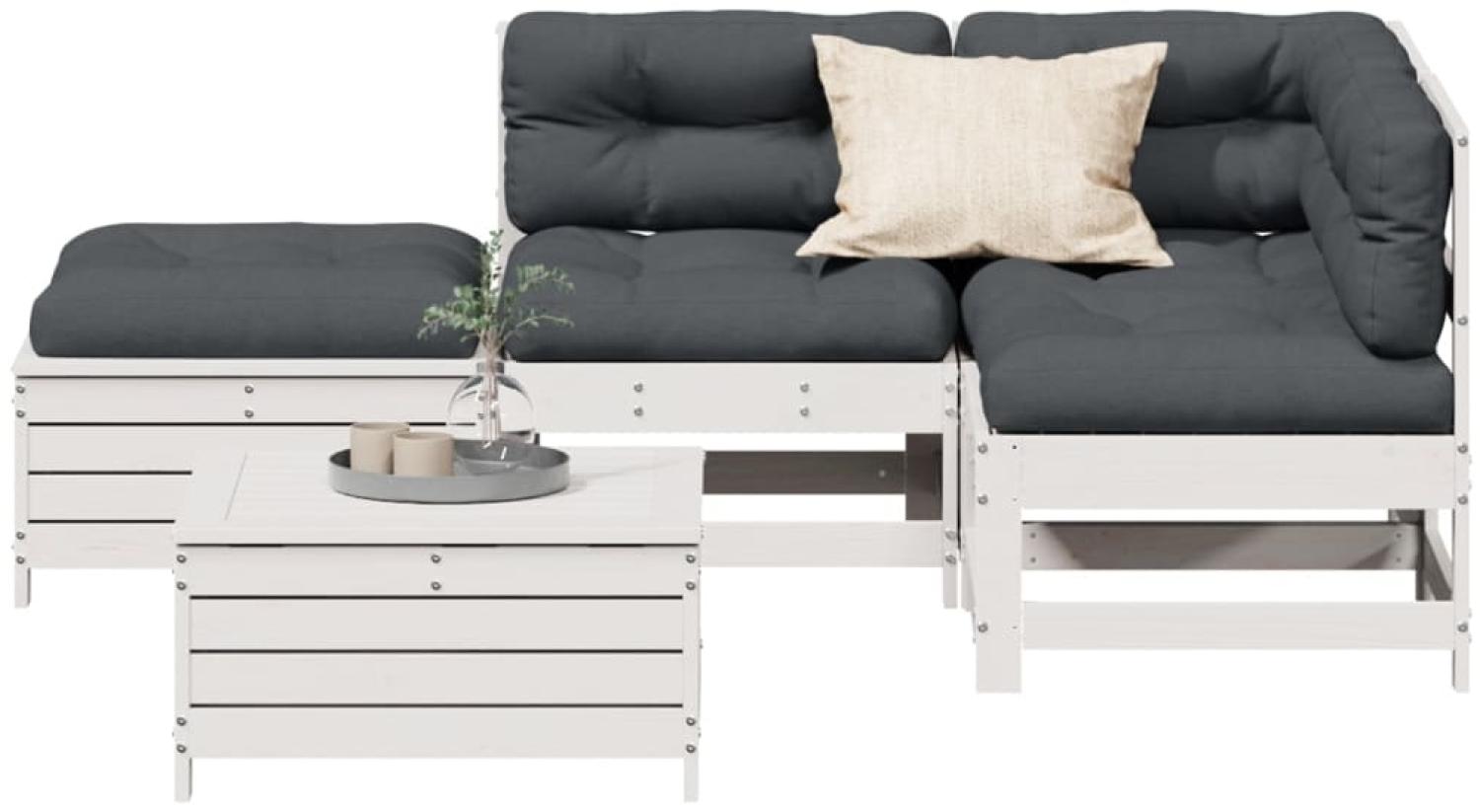 vidaXL 5-tlg. Garten-Lounge-Set mit Kissen Weiß Massivholz Kiefer 3250709 Bild 1