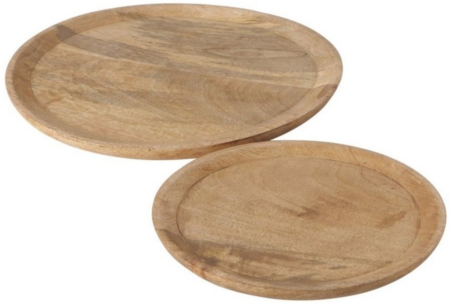 BOLTZE Tablett Boltze Teller Maino 2er Set Serviertablett Mango Holz Ã¸ 26-35cm Bild 1