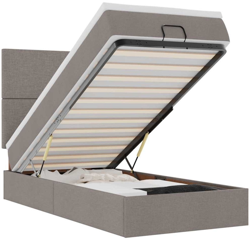vidaXL Ottoman-Bett mit Matratze Taupe 90x200 cm Stoff 3313047 Bild 1