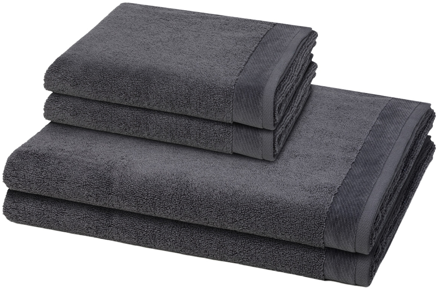 Möve Premium 4 tlg. Frottier-Set - 2 X Handtuch (50 X 100cm), 2 X Duschtuch (80 X 150cm) - 550 g/m² - Dark Grey Bild 1
