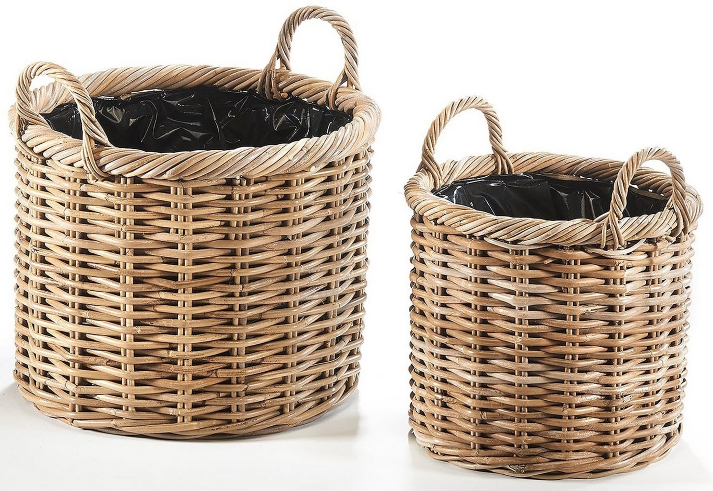Kobolo Pflanzkübel Pflanzkorb Rattan - rund - mit Folie ausgeschlagen Bild 1