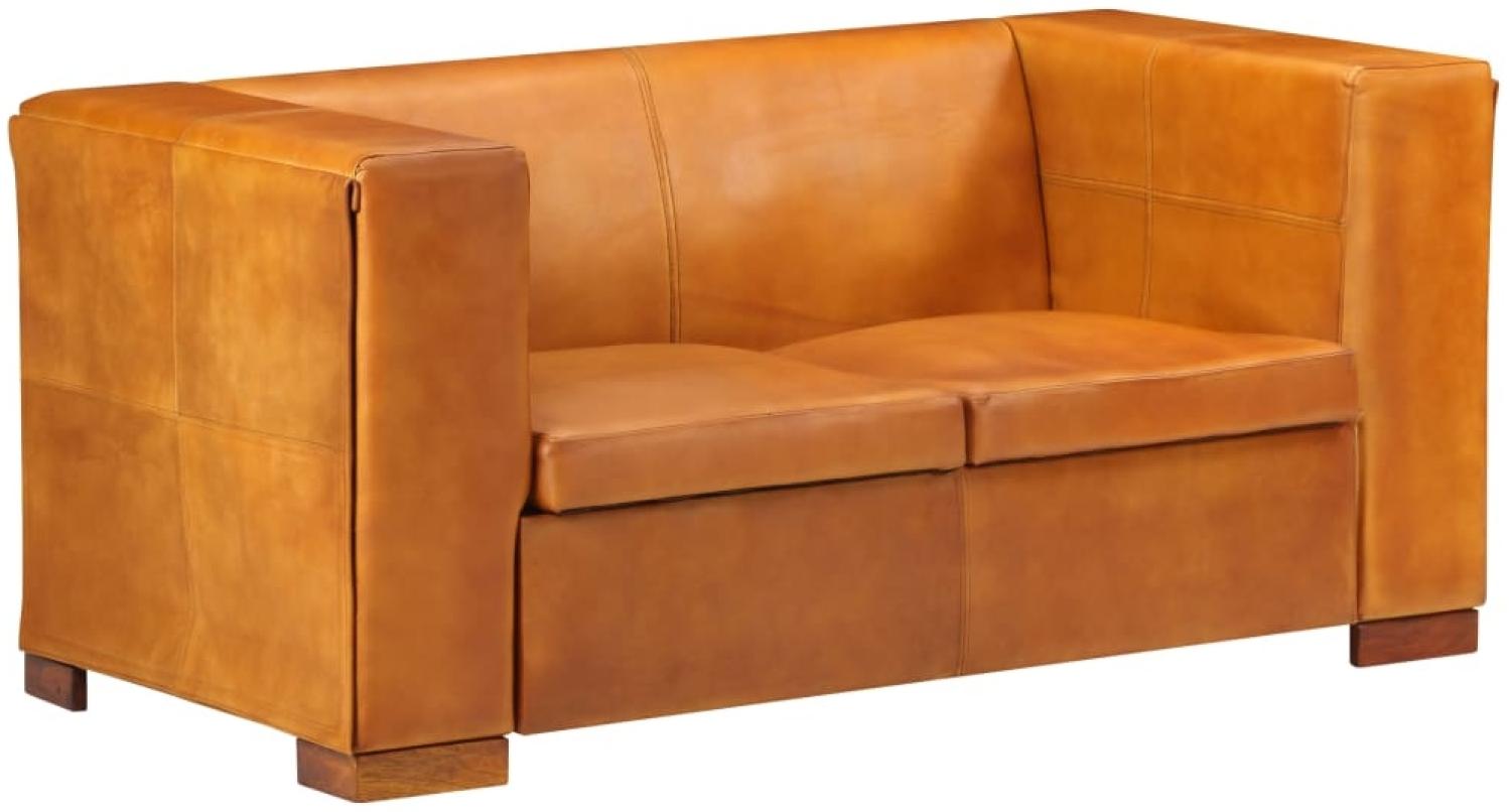 vidaXL 2-Sitzer-Sofa Hellbraun Echtleder Bild 1