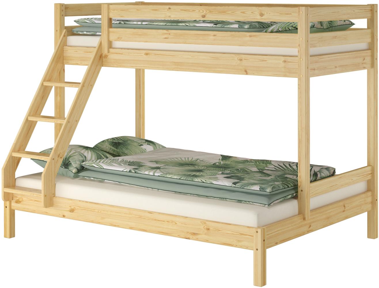 Doppel-Etagenbett 140x200 und 90x200 Erwachsenen-Stockbett Kiefer Massivholz natur V-60.18-09-14ohne Zubehör Bild 1