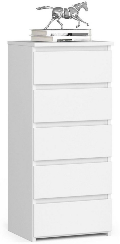 Home Collective Kommode 40 cm breit Holz Highboard Sideboard für Flur Schlafzimmer Wohnzimmer (Mehrzweckschrank Schrank schmal Kommode Schlafzimmer mit Schubladen), Kinderzimmer Organizer, 92 cm hoch mit 5 Schubladen weiß Bild 1