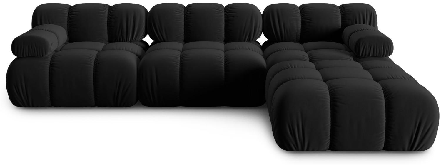 Micadoni Modulares Sofa Bellis 4-Sitzer mit flachem Modul Samtstoff Schwarz Bild 1