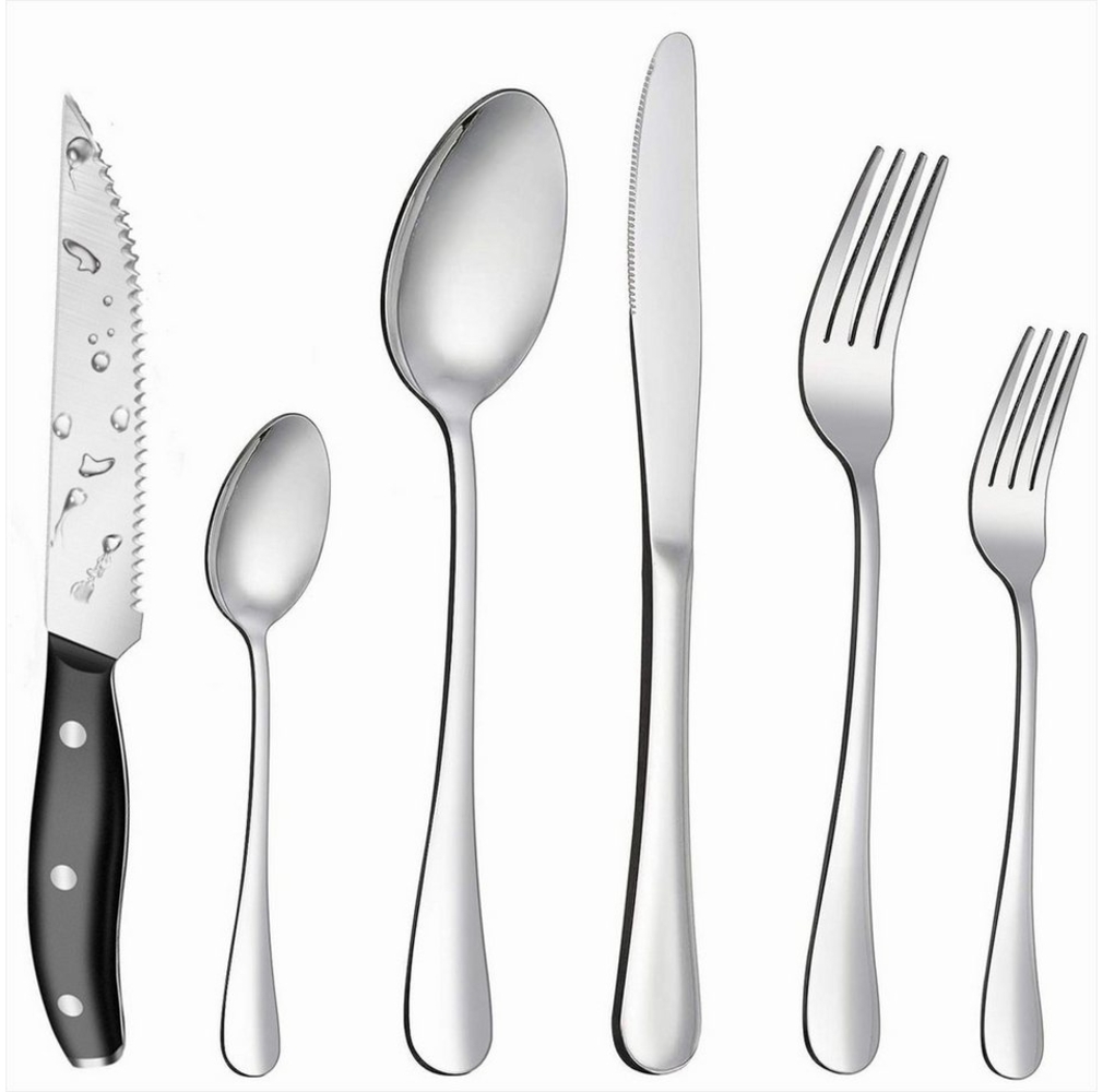 KingLux Besteck-Set 36Tlg. Edelstahl Essbesteck-set mit Steakmesser Gabel Messer Löffel (36-tlg), 6 Personen, Edelstahl Bild 1