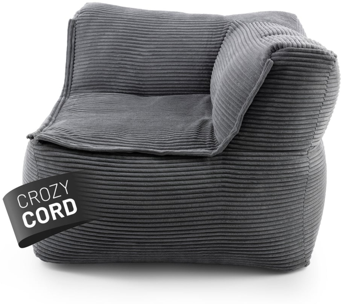 Lumaland Modulares Eckteil rechts - Cord-Reihe | Indoor Sitzsack mit Softer Struktur, ideal Sofa Modulen & zum Pouf | Bean Bag mit Füllung - für Wohnzimmer & Co. - 81 x 81 x 70 cm Bild 1