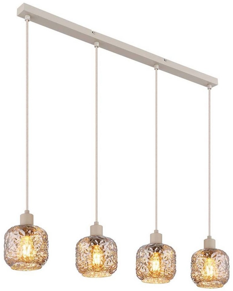 GLOBO LIGHTING Hängeleuchte, Leuchtmittel nicht inklusive, Hängeleuchte Pendelleuchte Deckenleuchte beige Glas rauchfarben E27 H Bild 1
