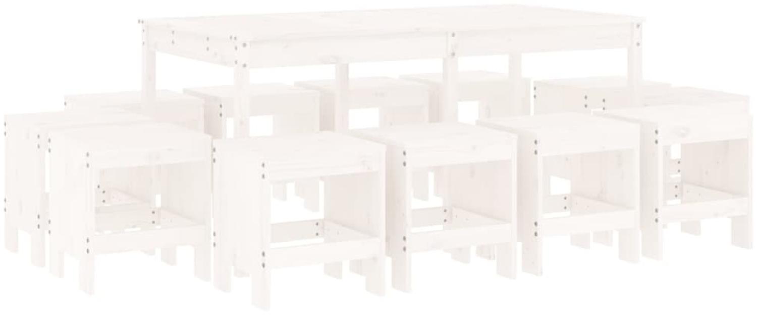 vidaXL 13-tlg. Garten-Essgruppe Weiß Massivholz Kiefer 3157722 Bild 1