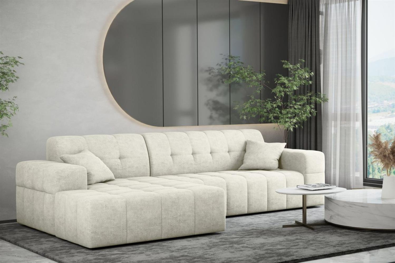 Ecksofa Designersofa NANCY in Stoff Perfekt Harmony Pearl Ottomane Links Bild 1