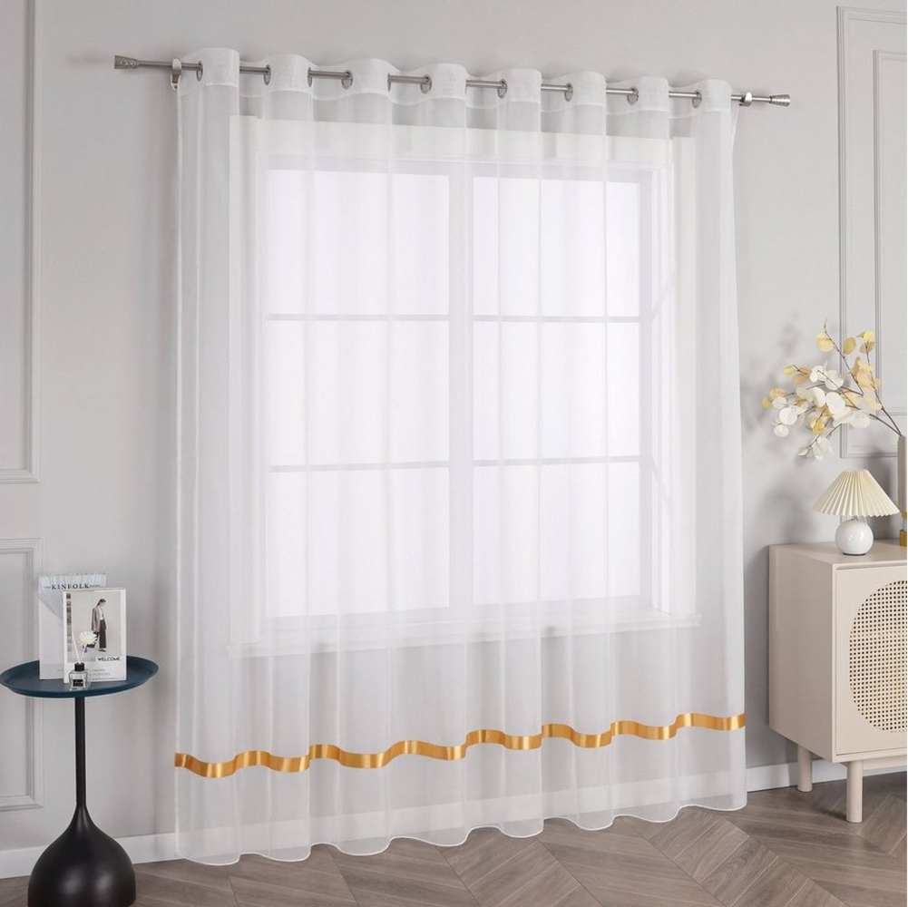 Joyswahl Gardine Maja, Ösen, transparent, mit Satinband, Schals Fenster Bild 1