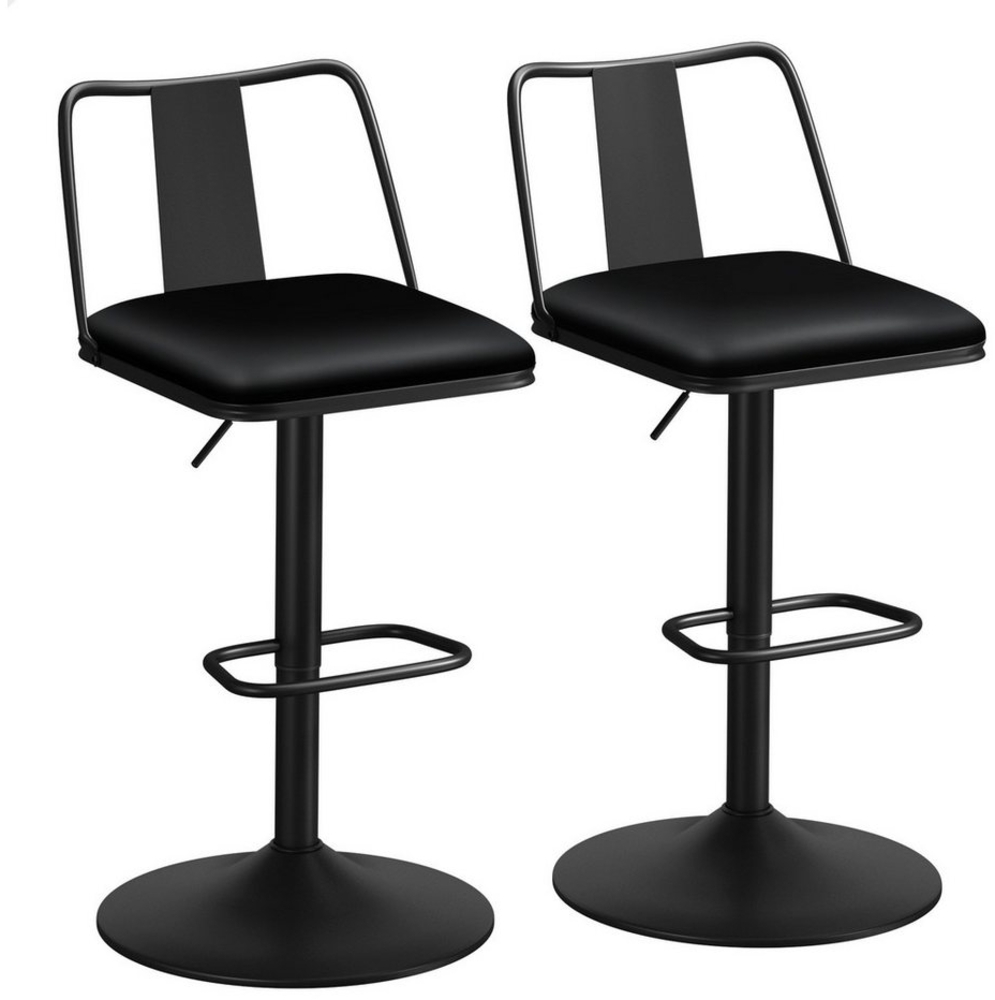 ALFORDSON Barhocker Set aus 2 gepolsterten Drehhockern mit Gaslift-Funktion, höhenverstellbare Küchenhocker mit Rückenlehne, Schwarz Bild 1