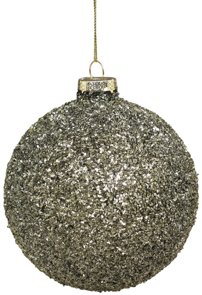 Weihnachtsschmuck Weihnachtskugel Glitzer Champagner 8cm Chic Antique 51790-22 Bild 1