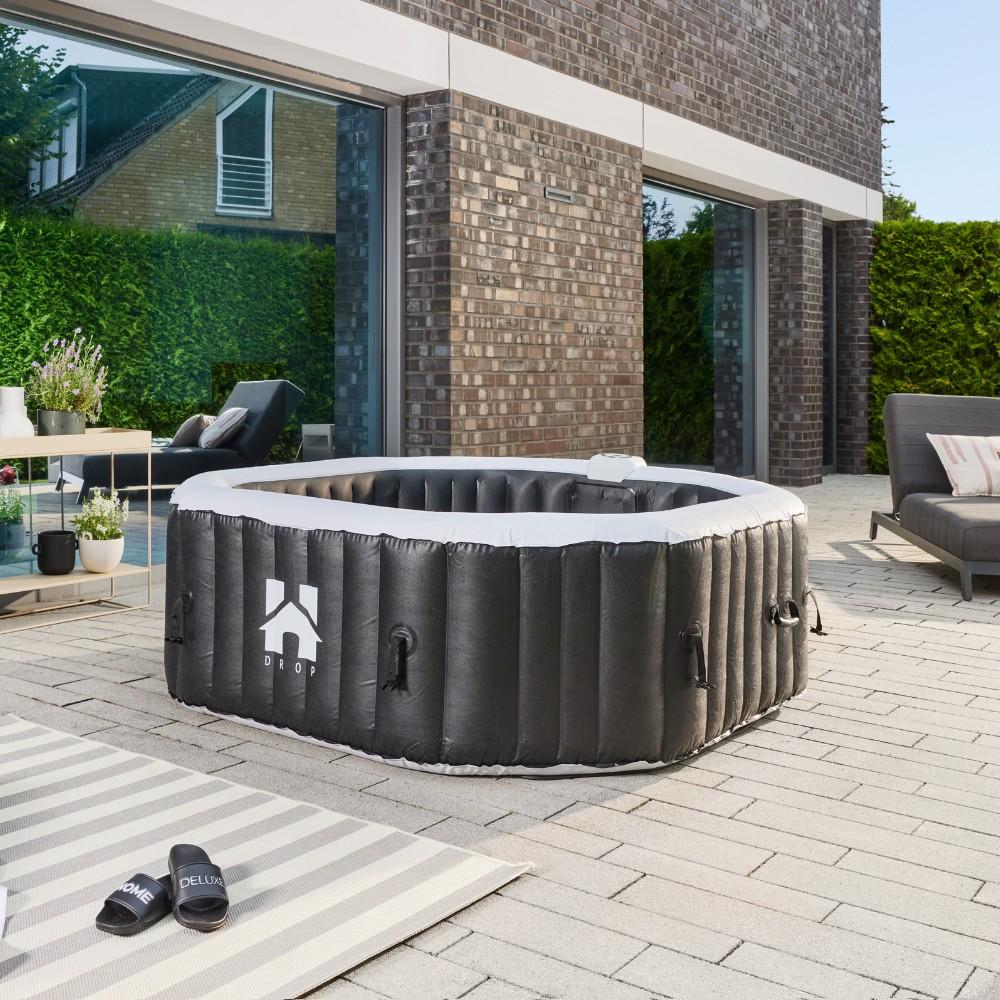 HOME DELUXE Outdoor Whirlpool DROP inkl. Abdeckung - ⌀185 cm Schwarz für 6 Personen Bild 1