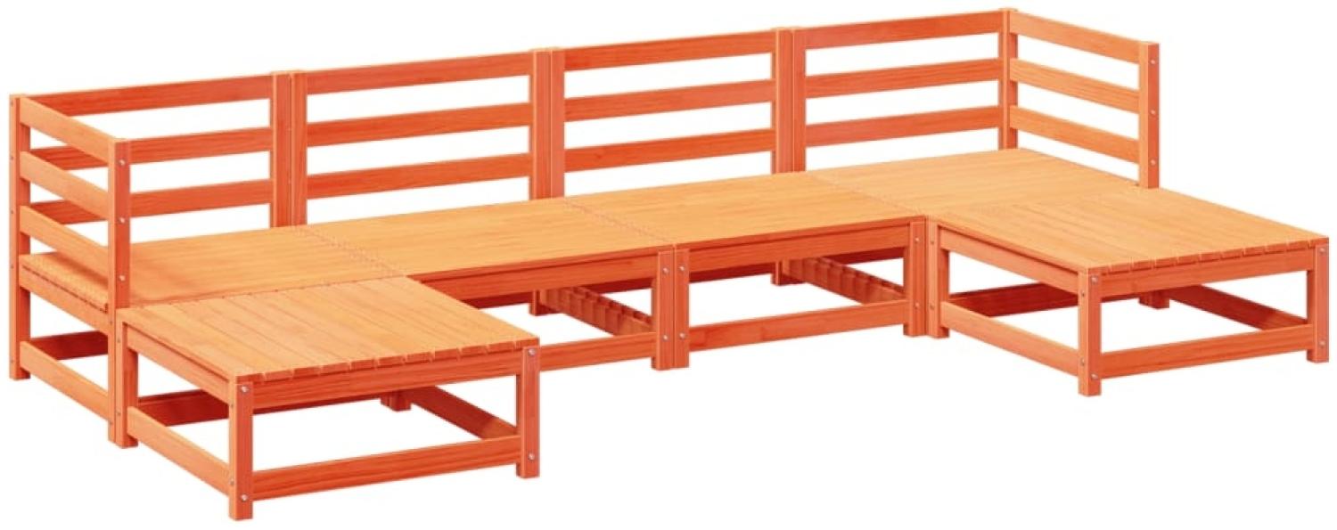 vidaXL 6-tlg. Garten-Sofagarnitur Wachsbraun Massivholz Kiefer 3299564 Bild 1