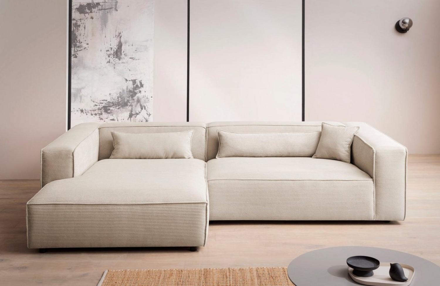 LeGer Home by Lena Gercke Ecksofa PIARA XXL, Big-Sofa in Cord oder Leinenoptik, L-Form, mit Kedernaht, wahlweise Ottomane rechts/links, schwarze Füße, extra tiefe Sitzfläche Bild 1