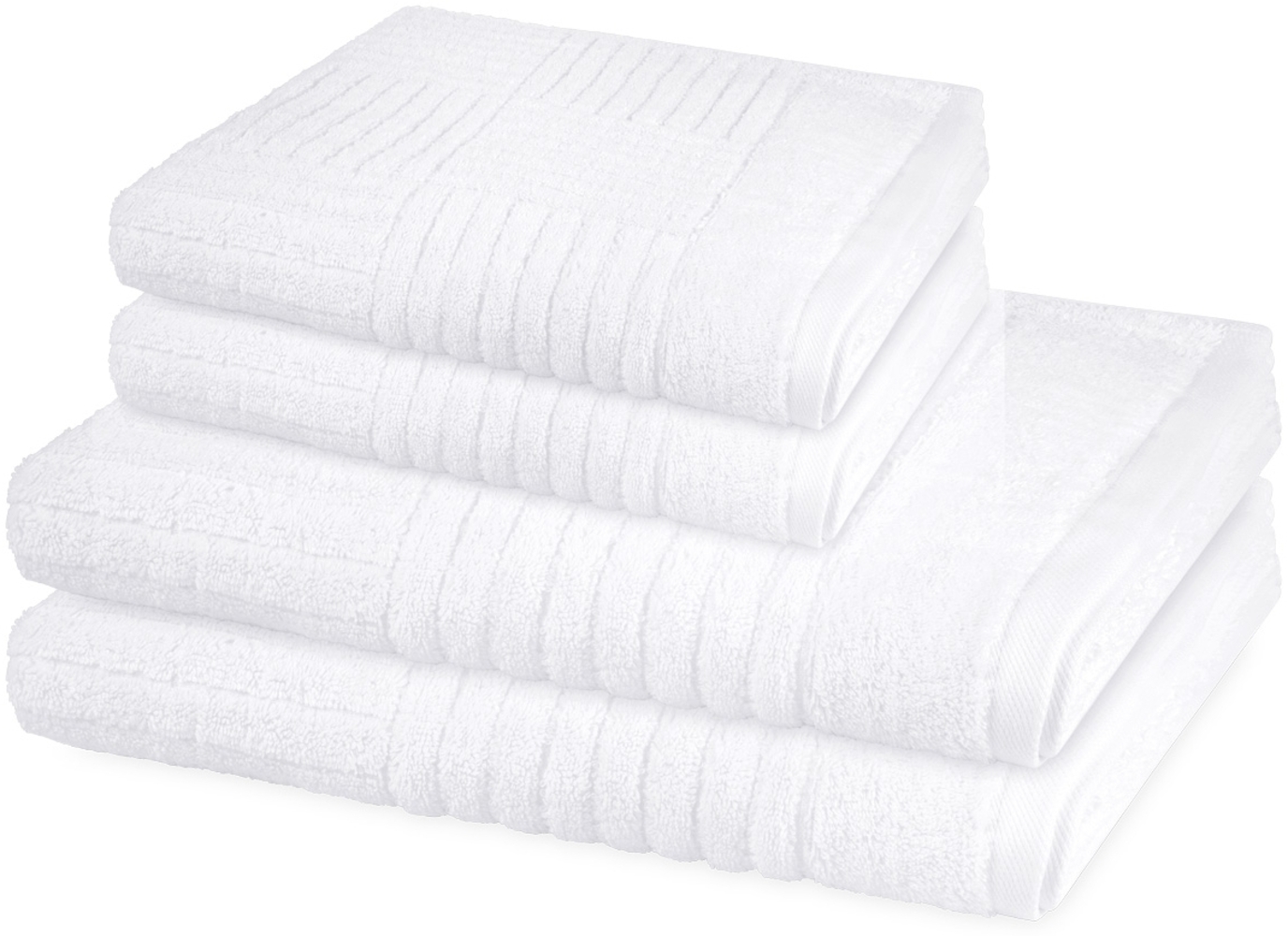 Ross Carre 4 tlg. Frottier-Set - 2 X Handtuch (50 X 100cm), 2 X Duschtuch (70 X 140cm) - 520 - Weiß Bild 1