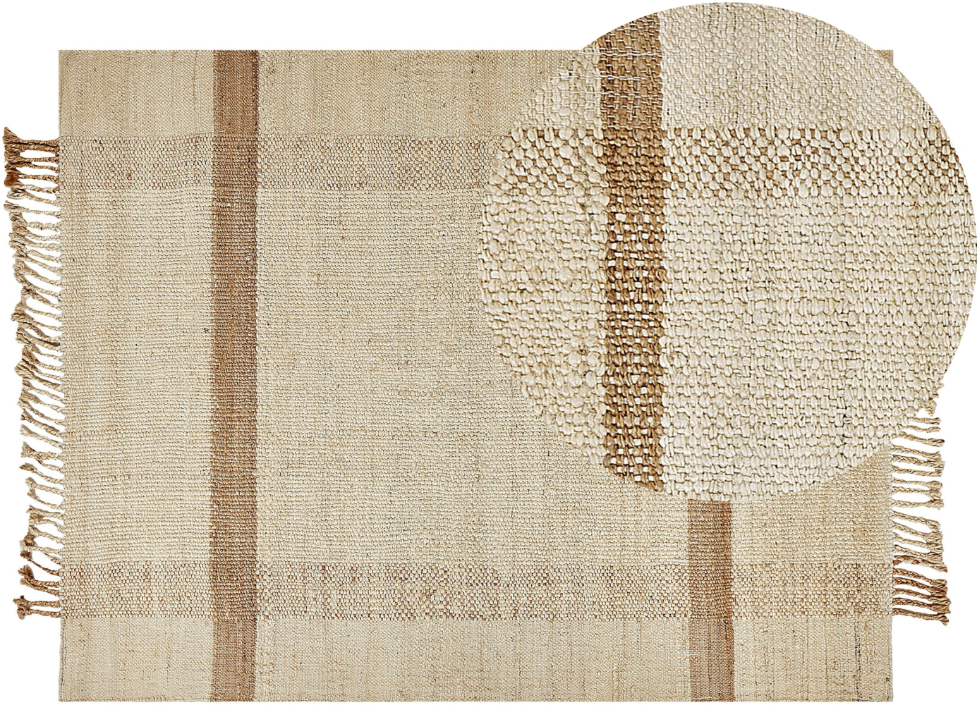 Teppich Jute sandbeige 140 x 200 cm geometrisches Muster Kurzflor YELMEZ Bild 1