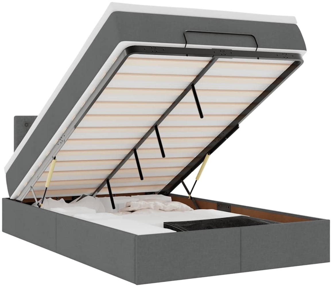 vidaXL Ottoman-Bett mit Matratze Dunkelgrau 120x190 cm Stoff 3311609 Bild 1