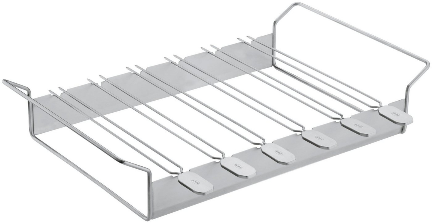 RÖSLE Grillspieß-Set, 6-teilig (25072), Halter mit Grillspießen, aus Edelstahl – ideal für Schaschlik & Gemüse Bild 1