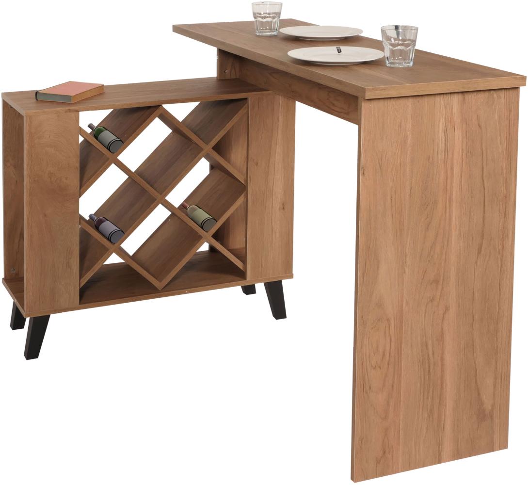 Bartisch HWC-M45, Stehtisch Thekentisch Weinregal Weinschrank, Staufächer 93x120x98cm, braun Bild 1