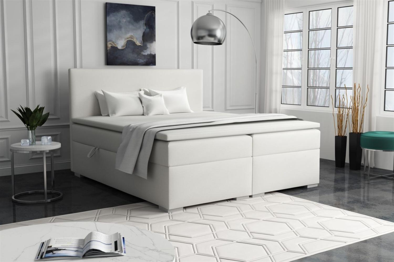 Boxspringbett Schlafzimmerbett SOREL 180x200cm Stoff Aragon Ecru Bild 1