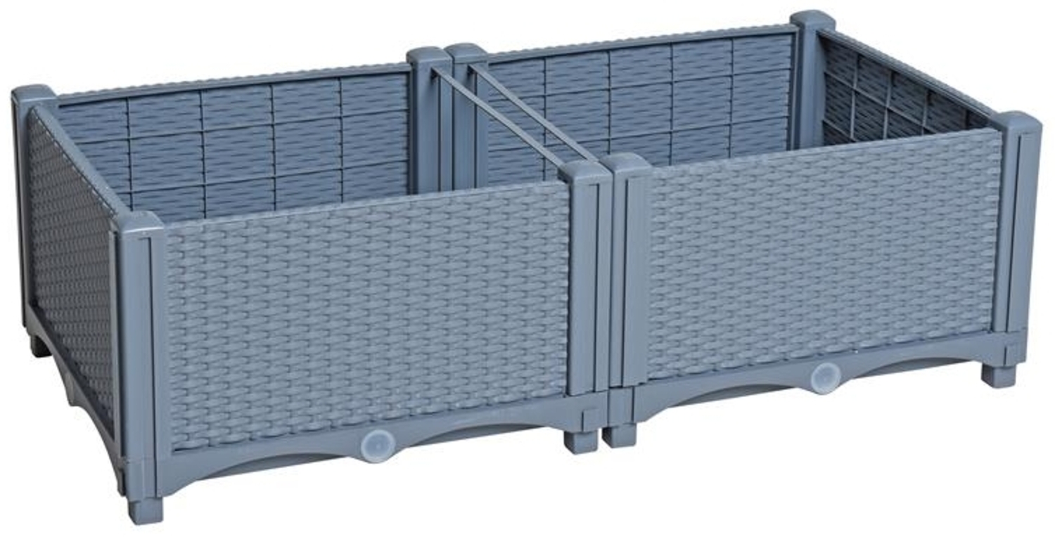 Blumenbeet Hochbeet Gemüsebeet 80x40x26 cm Pflanzbeet Polyrattan Grau Bild 1