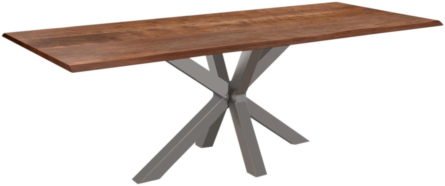 Moderner Esszimmertisch, Massivholz Akazie Nussbaum 300x100 silber SPYRO 526675 Bild 1