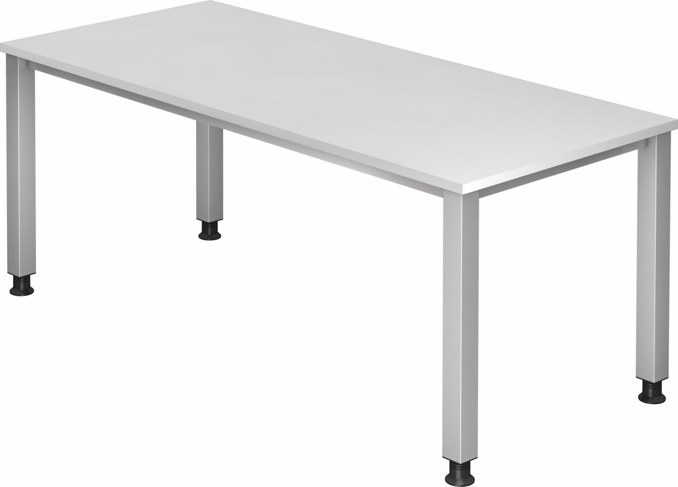 bümö manuell höhenverstellbarer Schreibtisch 180x80 cm in weiß - PC Tisch höhenverstellbar & groß, höhenverstellbarer Tisch Büro, großer Computertisch verstellbar, Q-Serie, QS-19-W Bild 1