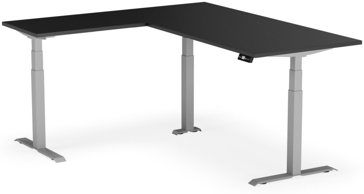 elektrisch höhenverstellbarer Schreibtisch L-SHAPE 200 x 170 x 60 - 90 cm - Gestell Grau, Platte Anthrazit Bild 1