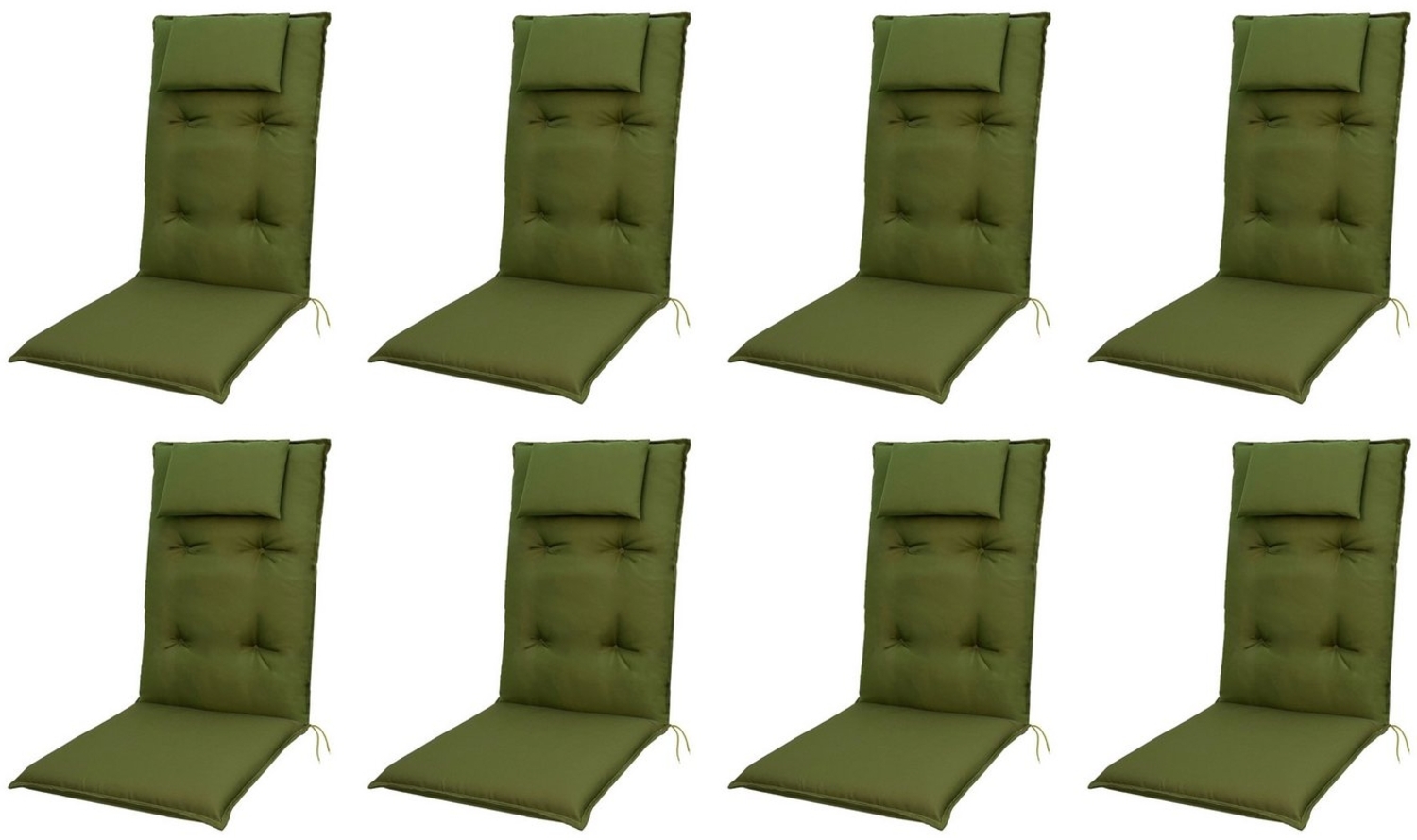 doppler® Hochlehnerauflage 8 er Set 7836 grün Gartenstuhl Auflagen Kissen Polster für Hochlehner, (Spar-Set, 8 St, 8 Auflagen), UV-beständig für Hochlehner-Stühle mit abnehmbaren Kopfkissen Bild 1