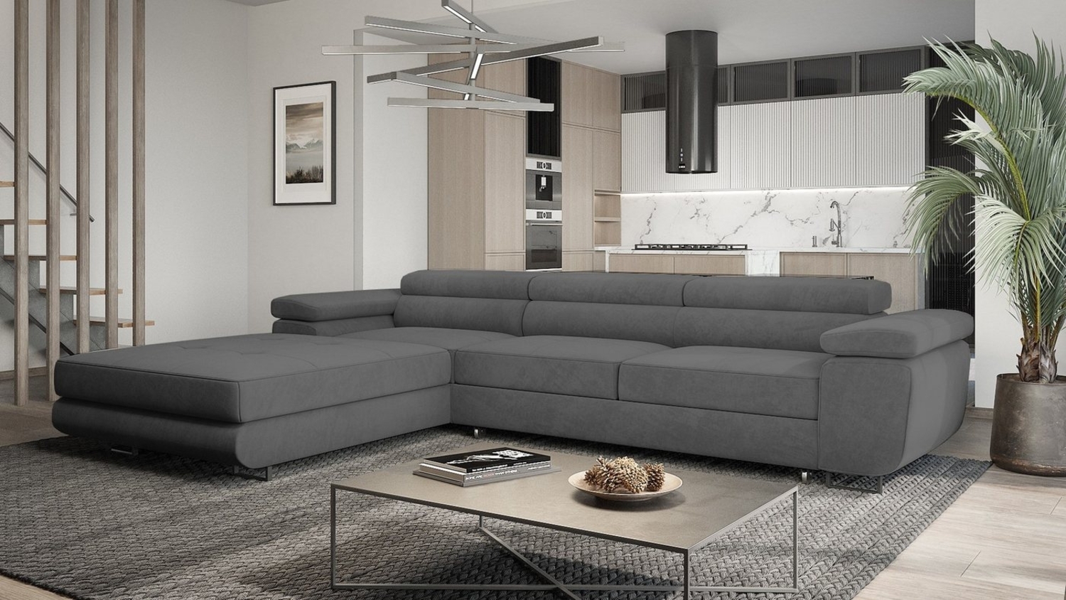 MOEBLO Ecksofa BUZZ TWIN, mit Schlaffunktion, mit Bettkasten Funktionalität Polsterecke, Modulares Sofa Hochwertige Materialien, (BxHxT):275 x 90 x 202 cm, mit Relaxfunktion Bild 1