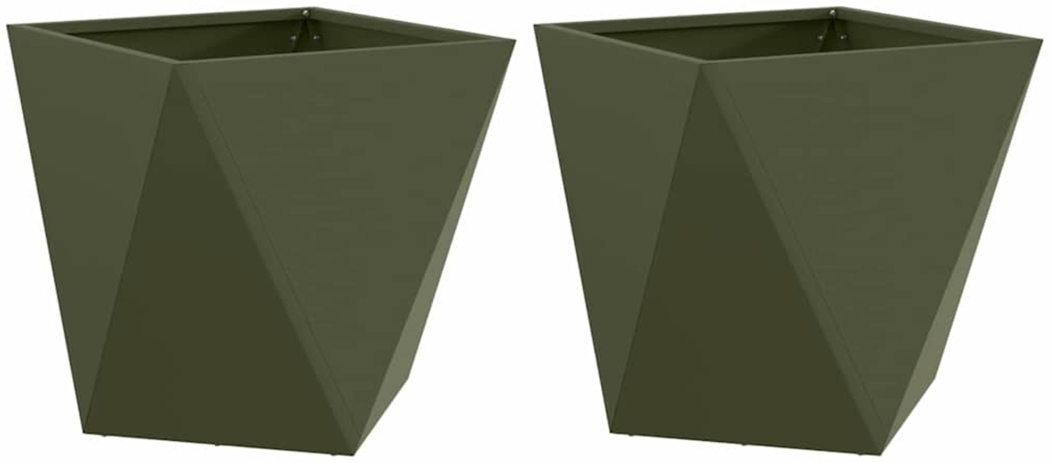 vidaXL Pflanzkübel 2 pcs Olive Grün 50 x 50 x 50 cm Stahl 883843 Bild 1