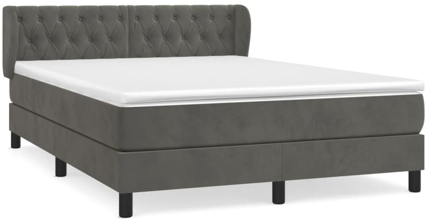vidaXL Boxspringbett mit Matratze Dunkelgrau 140x190 cm Samt 3127668 Bild 1