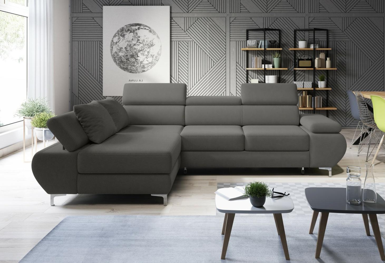 Stylefy Flamang Mini Ecksofa Kunstleder MADRYT Graphit Links Bild 1